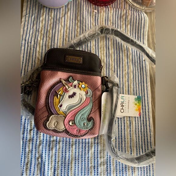 NEW CHALA  UNICORN PINK CELL PHONE CROSSBODY PURSE ADJUSTABLE STRAP - Picture 2 of 13